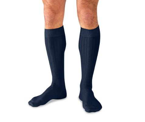 Boardroom Socks - Navy Pima Cotton Over the Calf