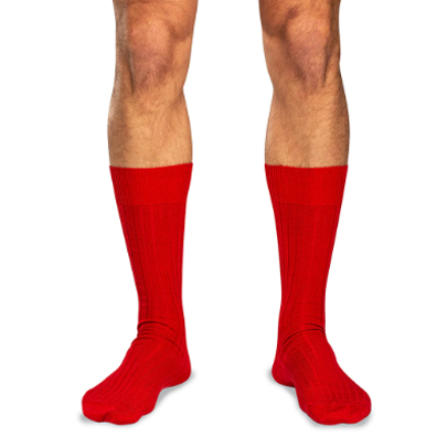 Boardroom Socks - Red Merino Wool Mid Calf Dress Socks