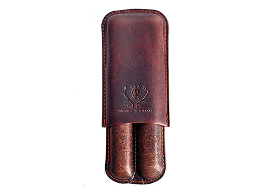 Havana Oiled Saddle Leather Cigar Case by Martin Dingman