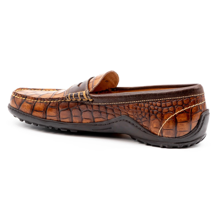 Bill Hand Finished Alligator Grain Leather Penny Loafers by Martin Dingman