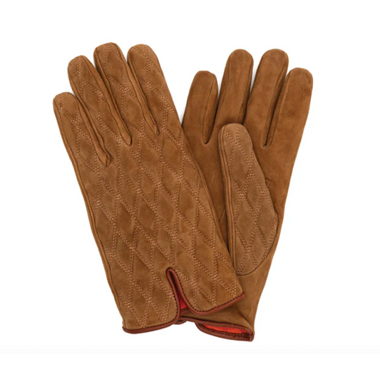 Quilted Italian Lambskin Suede Gloves by Martin Dingman