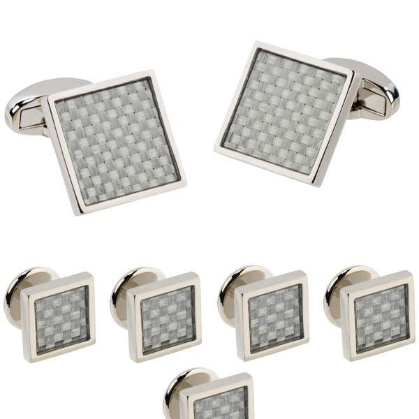Silver Carbon Fiber Stud Set