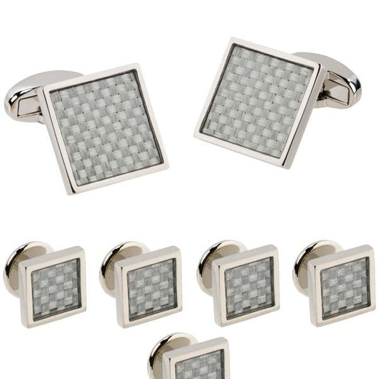 Silver Carbon Fiber Stud Set