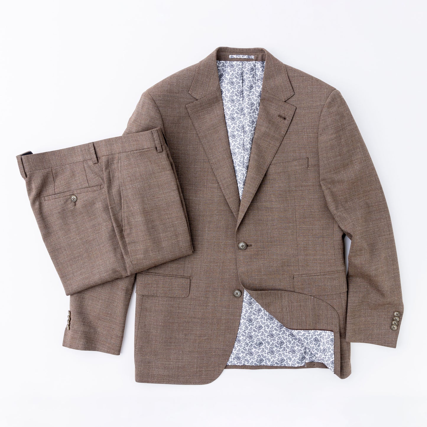 Wool Motion Suit - Tan Herringbone