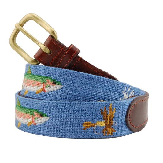 Trout and Fly Belt in Stream Blue