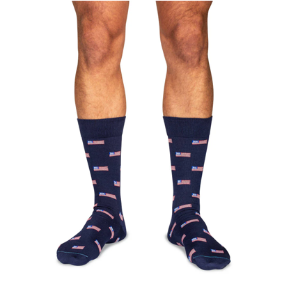 Boardroom Socks - American Flag Navy Cotton Mid Calf